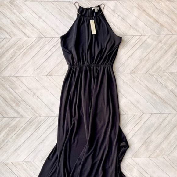 NWT HAWTHORN BLACK HALTER HIGH SLIT MAXI DRESS | SIZE MEDIUM​​ - Picture 1 of 8